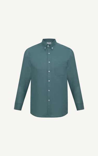  AG293 STUDIO REGULAR FIT ESSENTIAL LINEN SHIRT WITH POCKET - GREEN