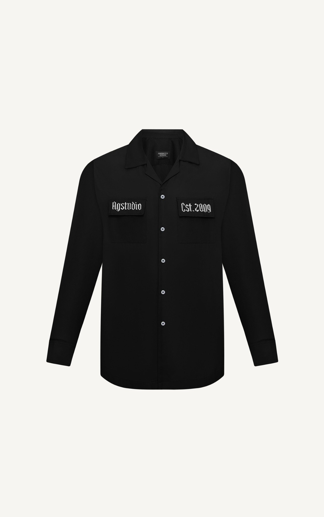 AG524 STUDIO REGULAR FIT DETAIL ON POCKET SHIRT - BLACK