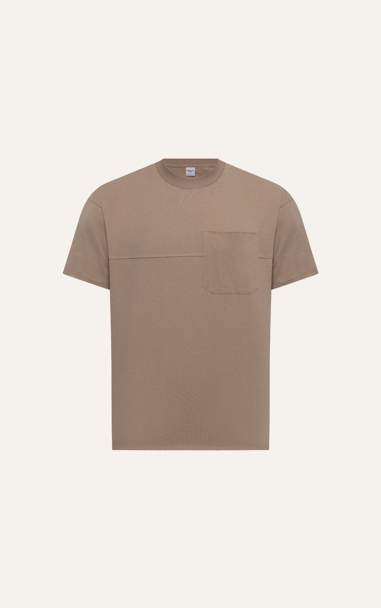  AG681 FACTORY OVERSIZE T-SHIRT WITH CHEST POCKET - BROWN 
