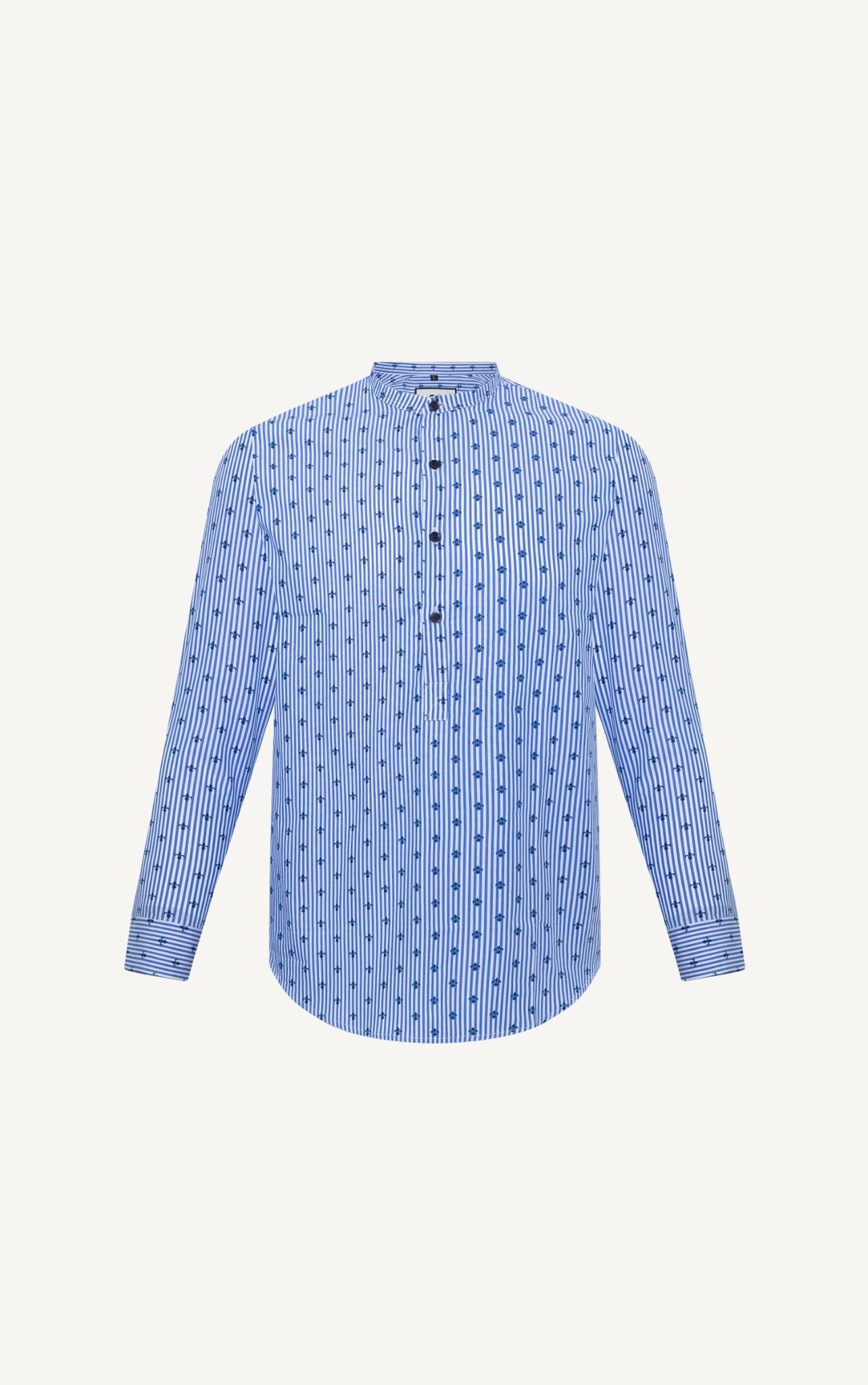  AG381 FACTORY REGULAR FIT PARTTEN SHIRT - LIGHT BLUE 