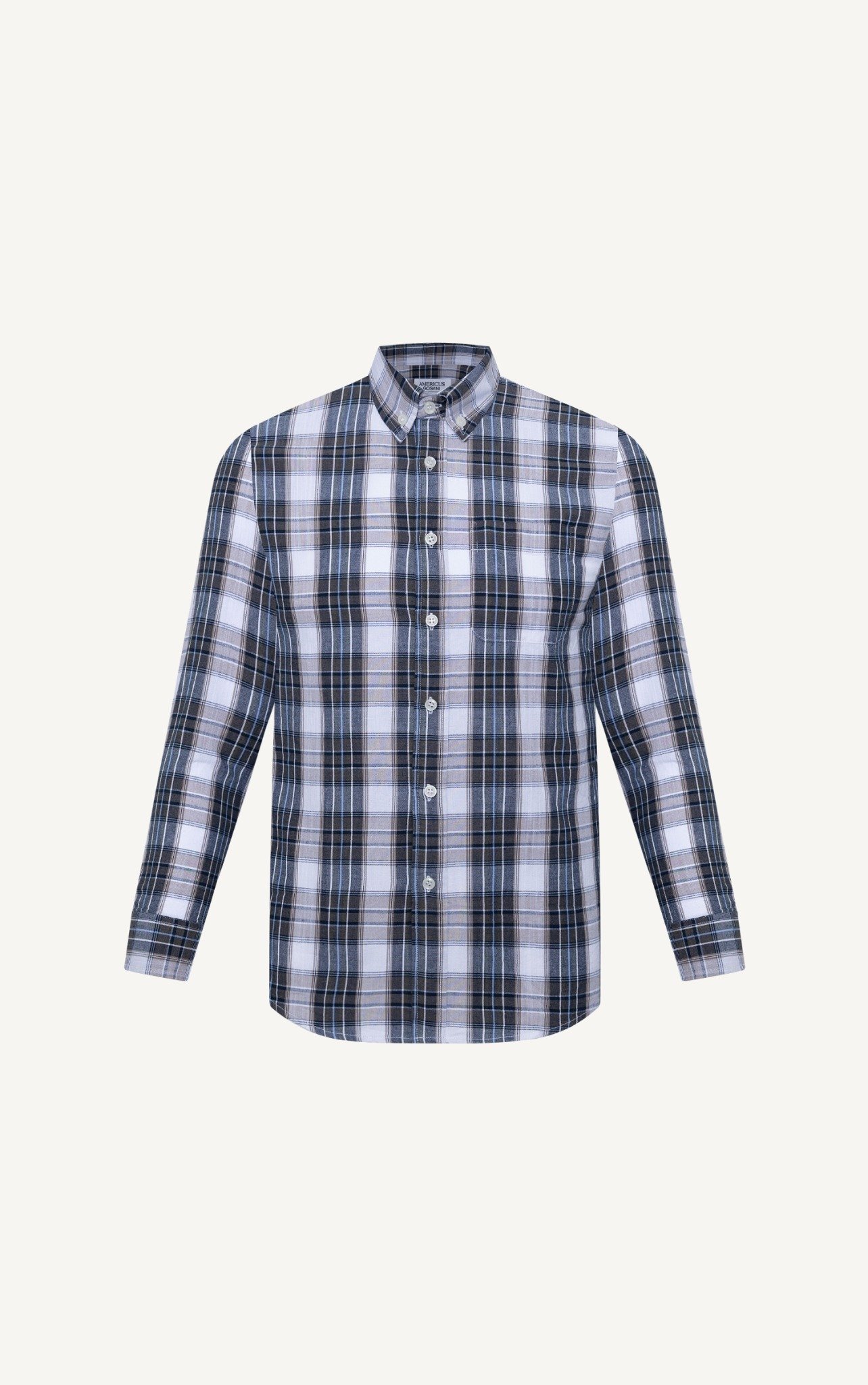 AG316 FACTORY REGULAR FIT CHECKED SHIRT - GREY