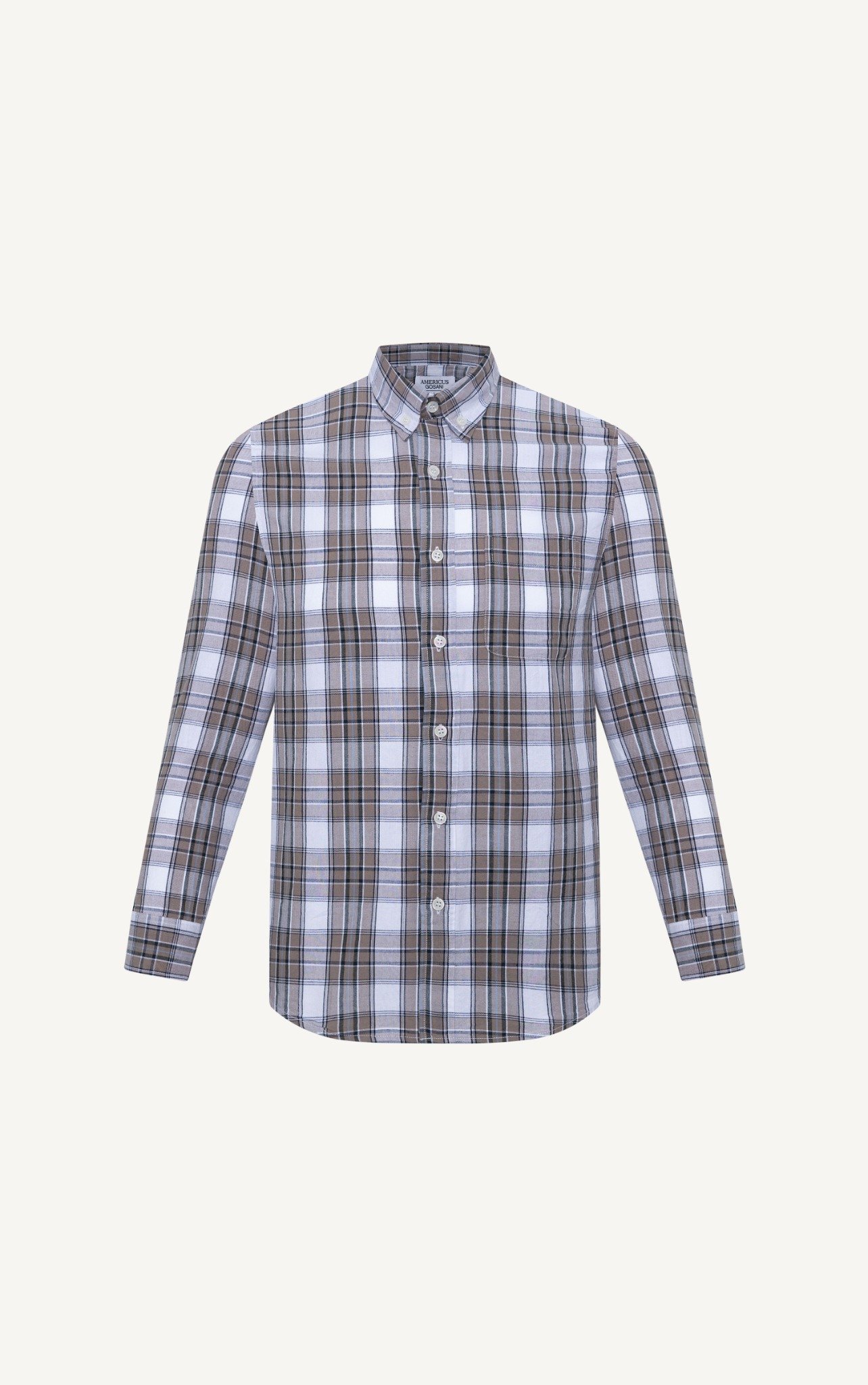 AG313 FACTORY REGULAR FIT CHECKED SHIRT - BEIGE