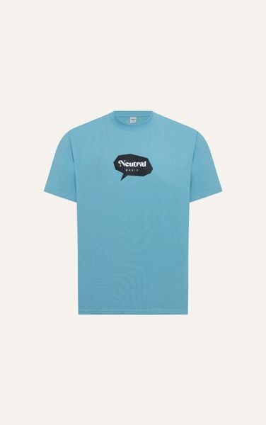  AG688 FACTORY OVERSIZE PRINTED "NEUTRAL" T-SHIRT - LIGHT BLUE