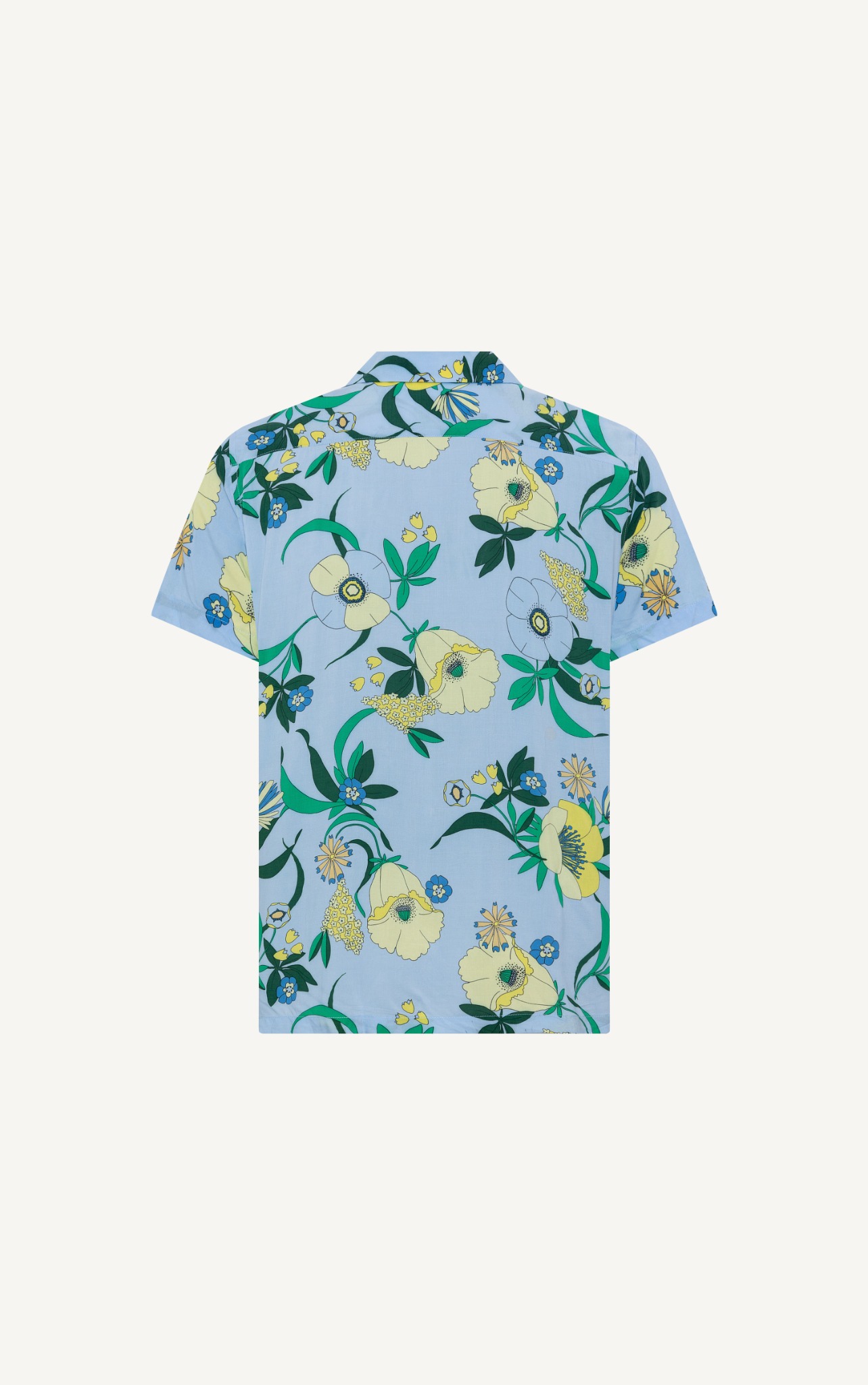 AG516 STUDIO LOOSE FIT FLOWER DETAIL CUBAN SHIRT - LIGHT BLUE