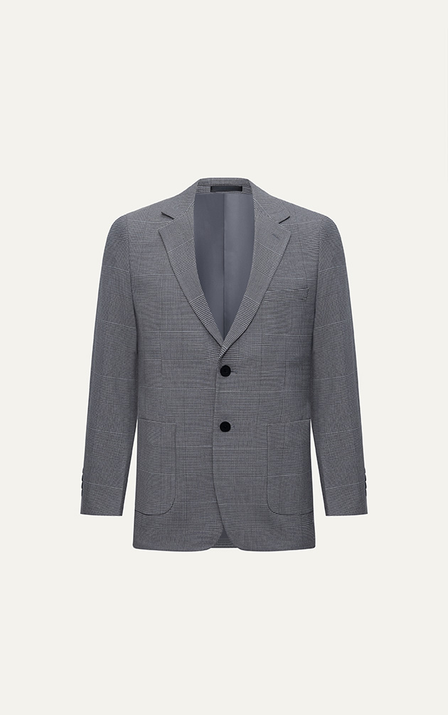 AG51 PREMIUM REGULAR FIT "PRINCE OF WALE" CHECKED BLAZER - GREY