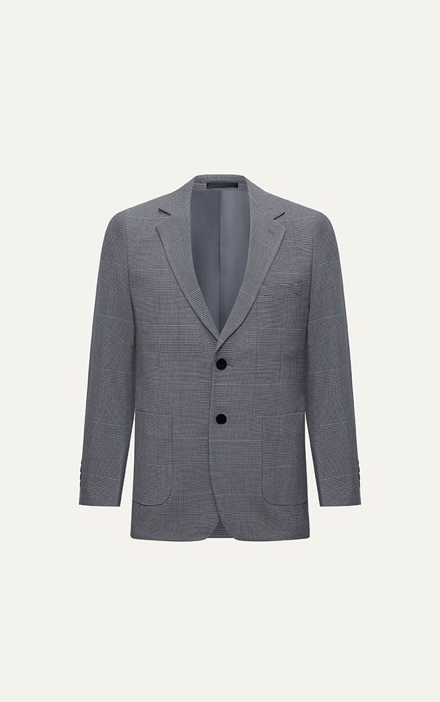  AG51 PREMIUM REGULAR FIT "PRINCE OF WALE" CHECKED BLAZER - GREY 