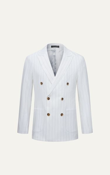  AG01 PREMIUM SLIMFIT DOUBLE STRIPED BREASTED VEST - WHITE