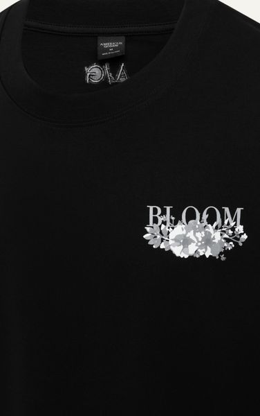  TA02 FACTORY OVERSIZE T-SHIRT BLOOM FLOWERS - BLACK 