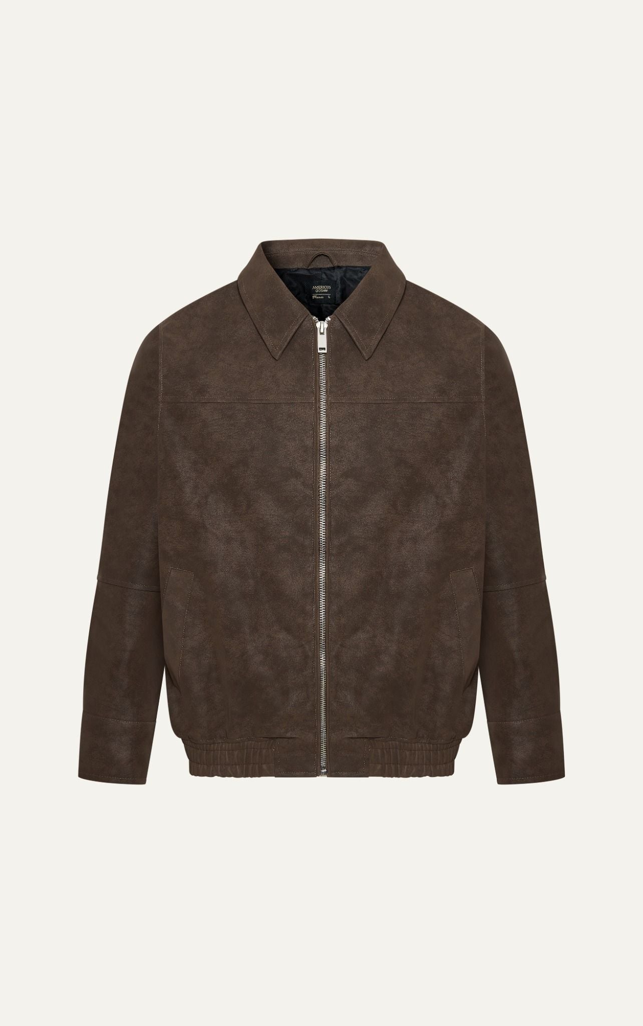  AG261 FAUX SUEDE LEATHER JACKET - BROWN 