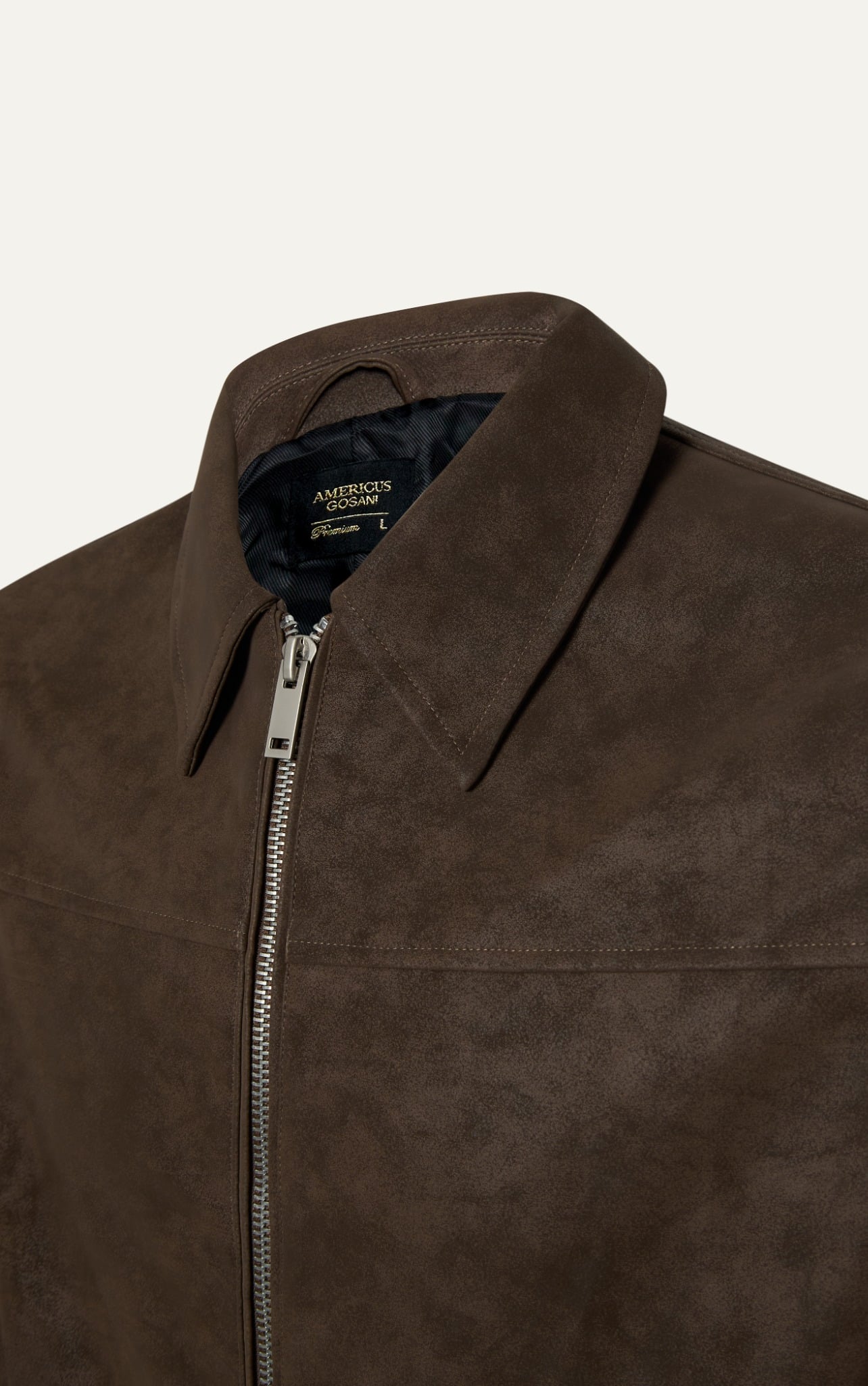 AG261 FAUX SUEDE LEATHER JACKET - BROWN