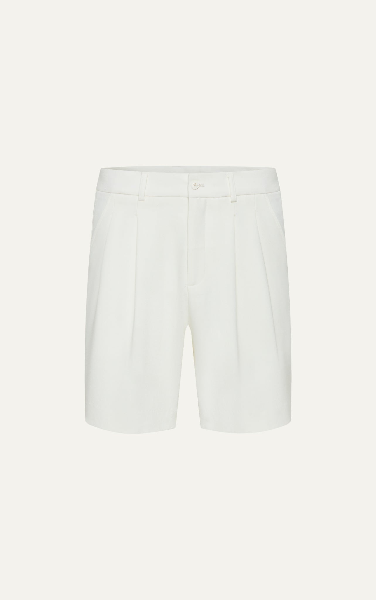 AGHT18 LOOSE FIT PLEATED TAILORED SHORT - OFF WHITE