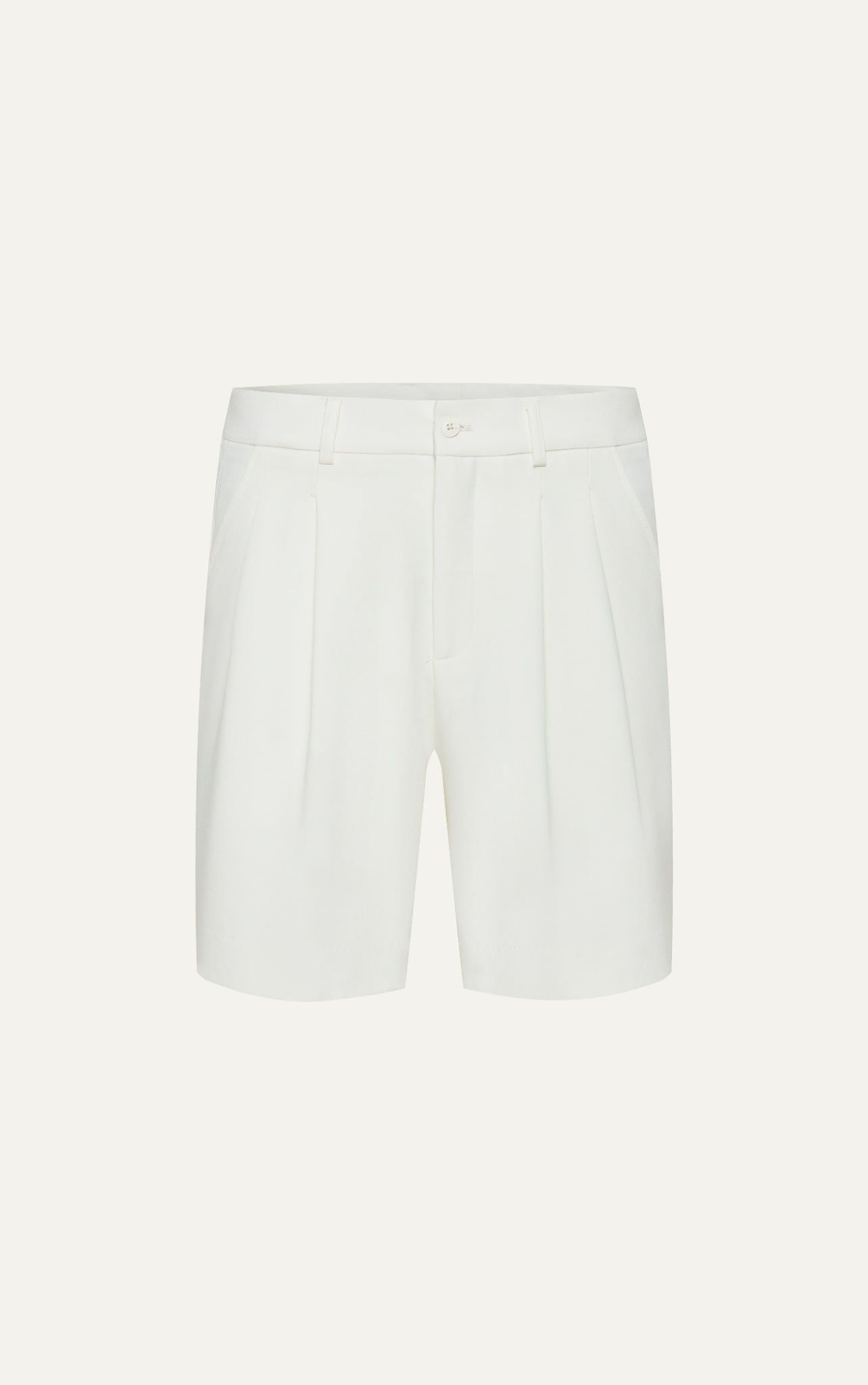  AGHT18 LOOSE FIT PLEATED TAILORED SHORT - OFF WHITE 