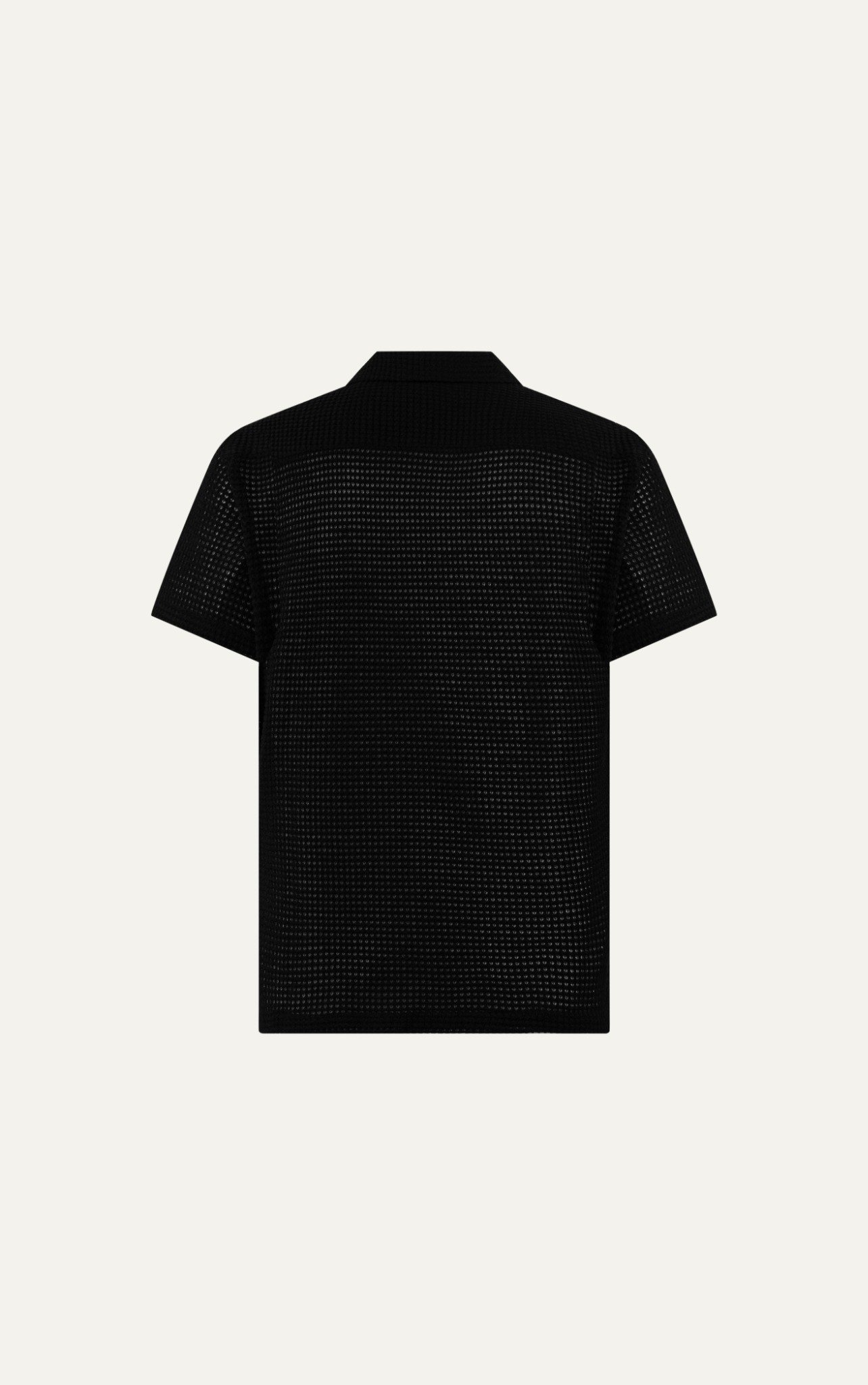 AG533 STUDIO LOOSE FIT CROCHET CUBAN SHIRT - BLACK