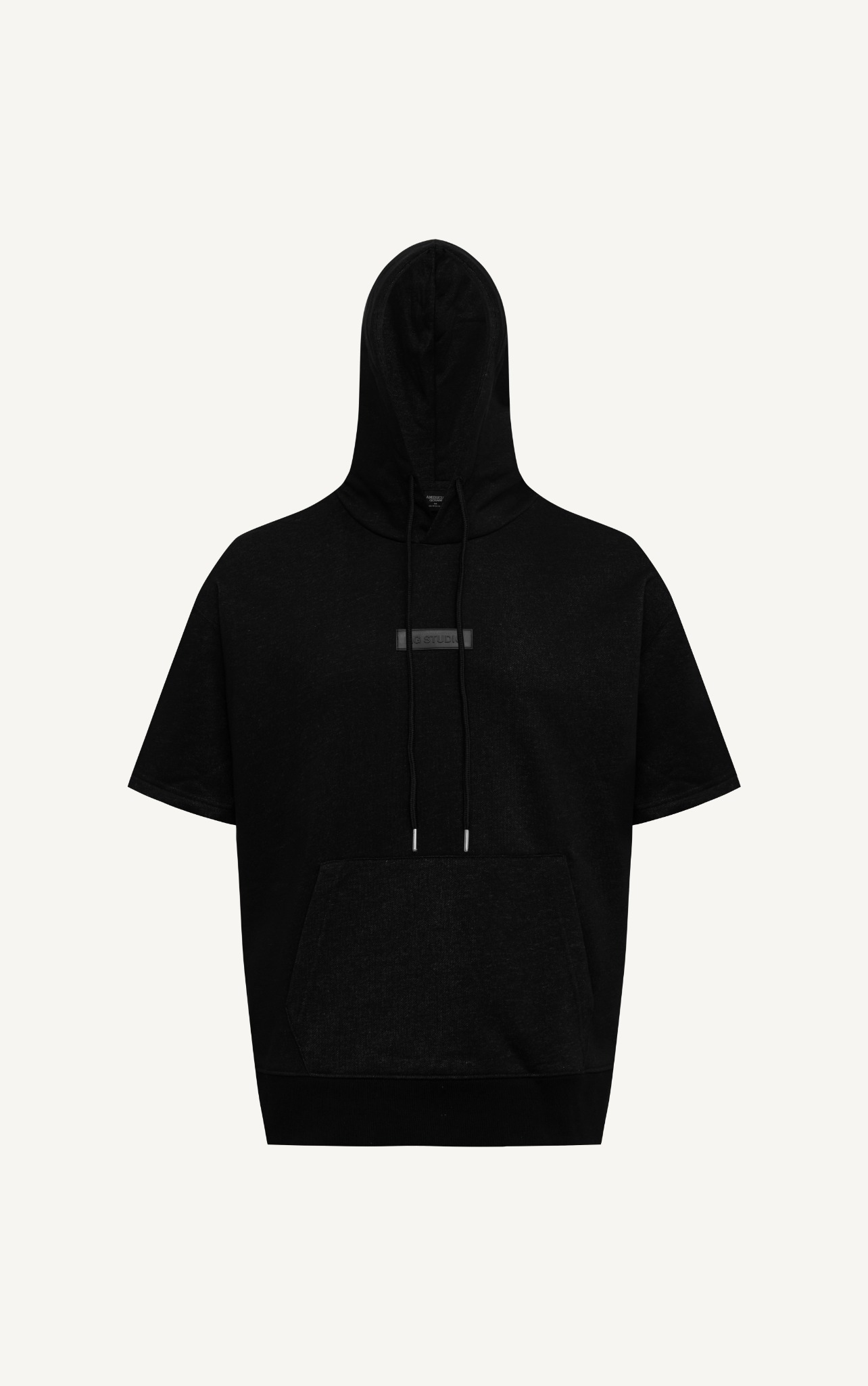 AG665 STUDIO LOOSE FIT HOODIE SHORT HAND - BLACK
