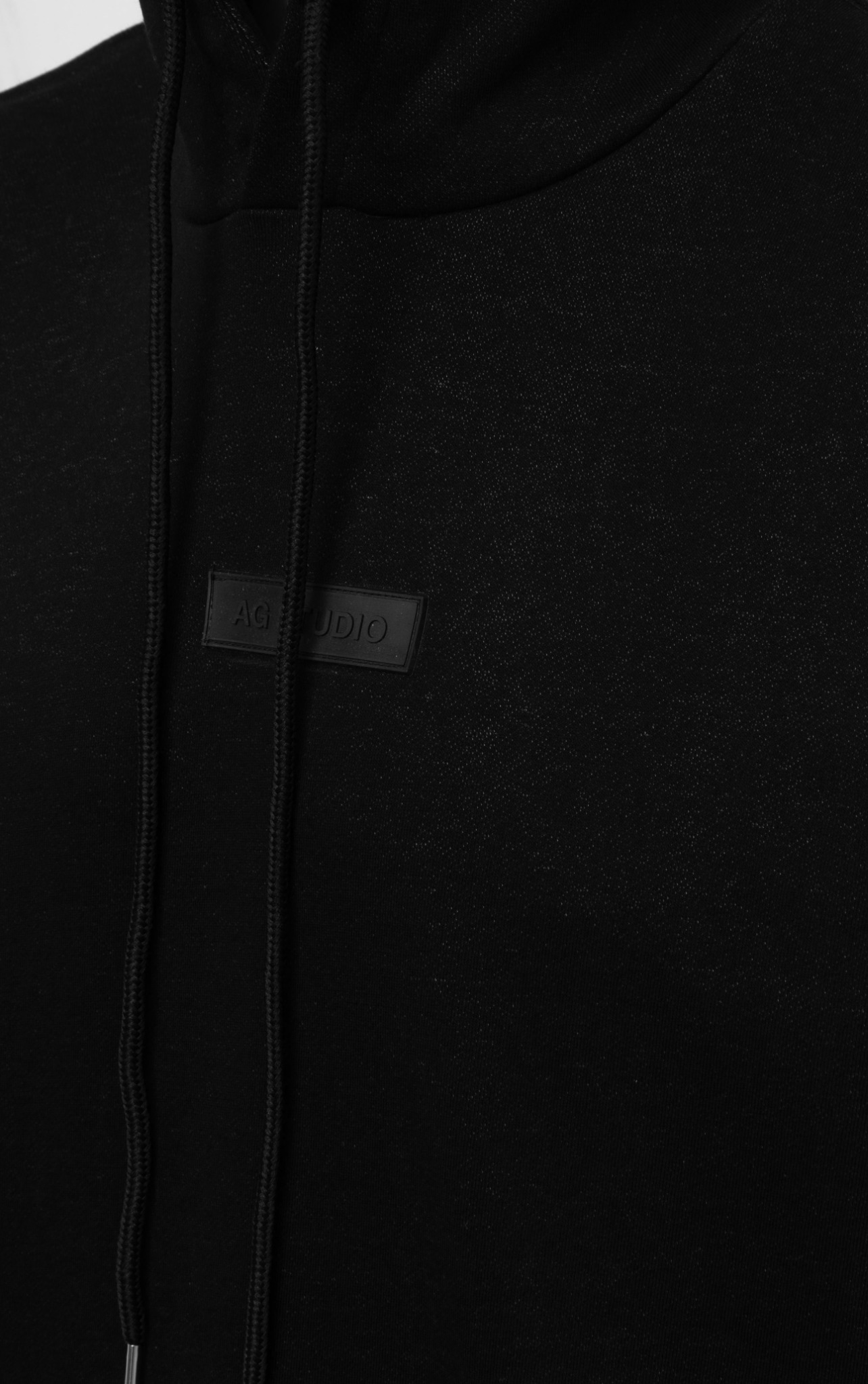 AG665 STUDIO LOOSE FIT HOODIE SHORT HAND - BLACK
