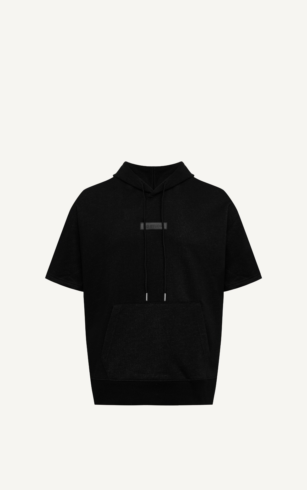 AG665 STUDIO LOOSE FIT HOODIE SHORT HAND - BLACK