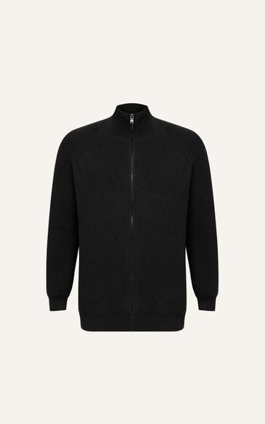  AG801 ZIP-UP RIB KNITTED IN BLACK