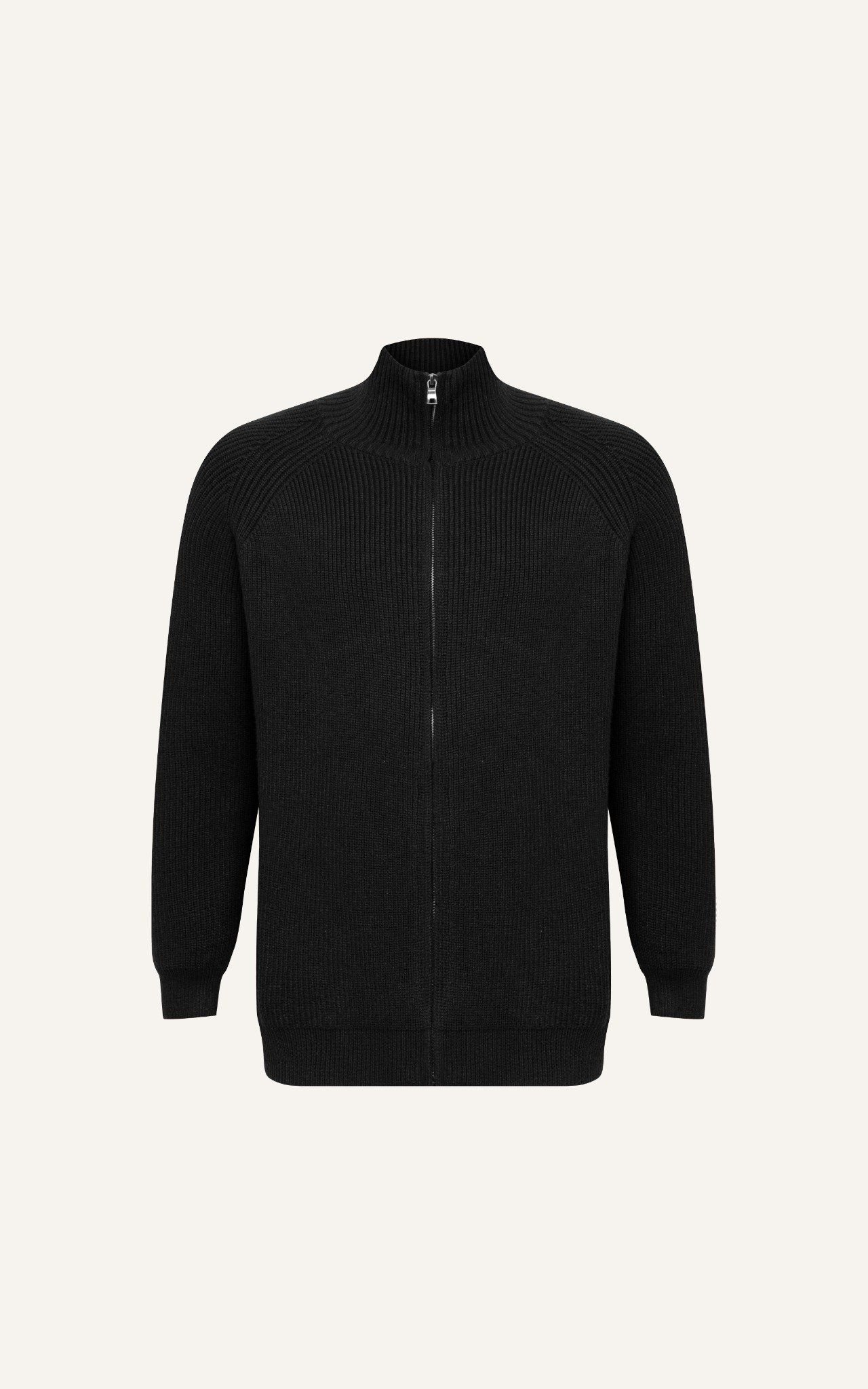  AG801 ZIP-UP RIB KNITTED IN BLACK 