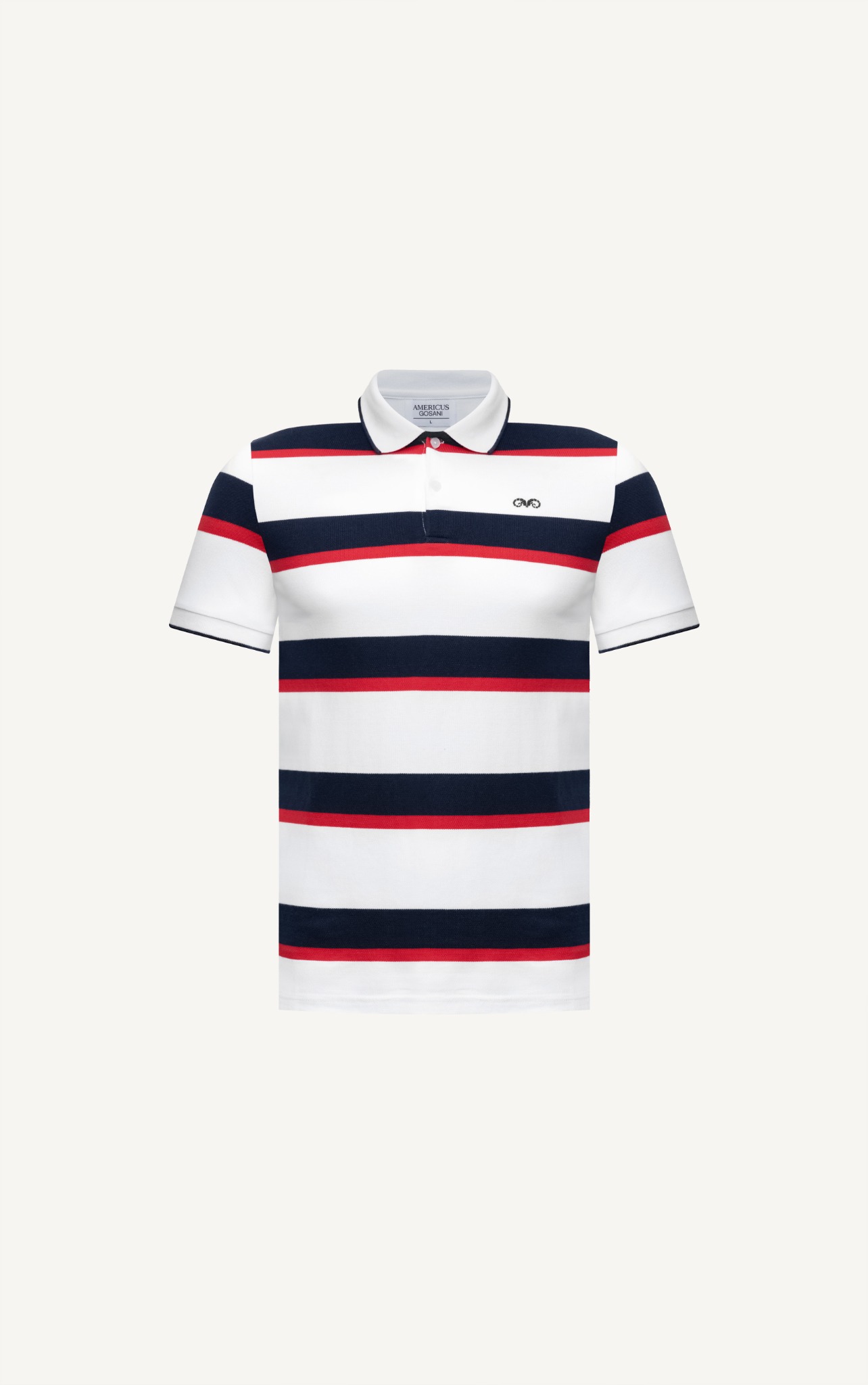 AG18 STUDIO SLIMFIT CITY STRIPED TIPPED POLO - WHITE