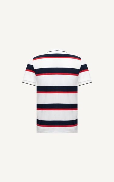  AG18 STUDIO SLIMFIT CITY STRIPED TIPPED POLO - WHITE 