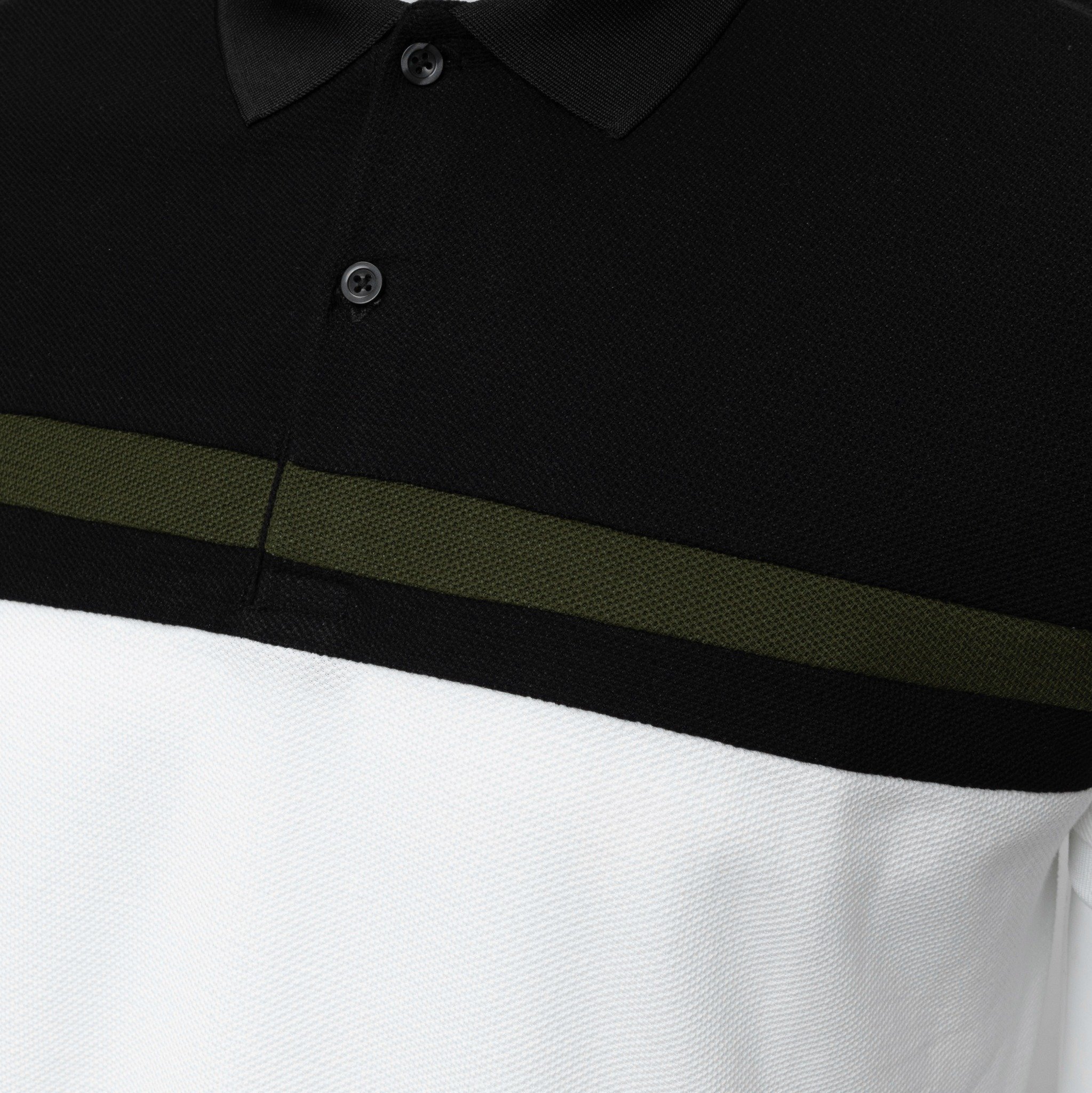 T43 FACTORY SLIMFIT NEW STRIPED CHEST POLO - BLACK