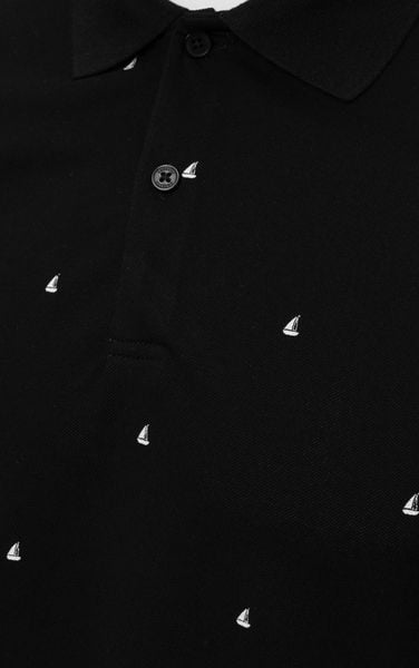  AG57 PREMIUM SLIMFIT SMALL PATTERN POLO - BLACK 