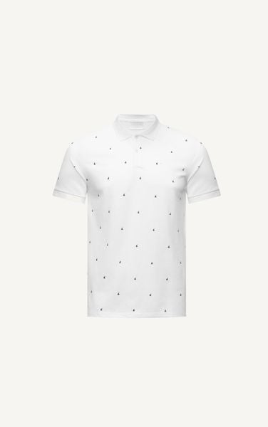  AG57 PREMIUM SLIMFIT  SMALL PATTERN POLO - WHITE
