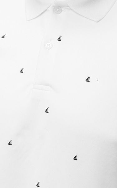  AG57 PREMIUM SLIMFIT  SMALL PATTERN POLO - WHITE 