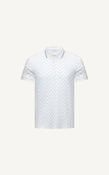  AG39 PREMIUM SLIMFIT SMALL BLUE TEXTURED POLO - WHITE