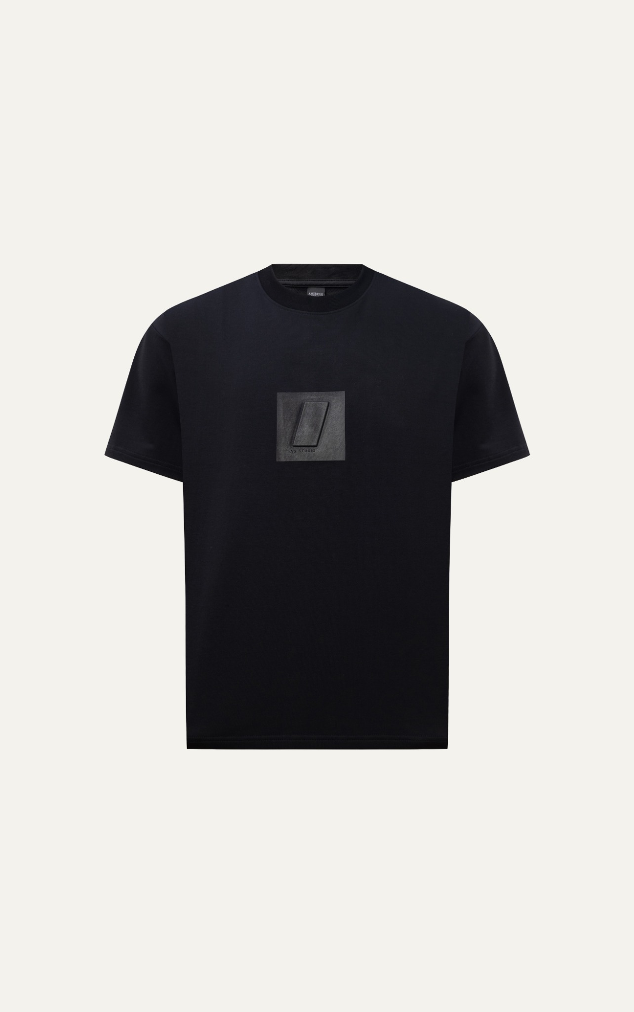 AG707 STUDIO LOOSE FIT 3D EFFECT LOGO T-SHIRT - BLACK