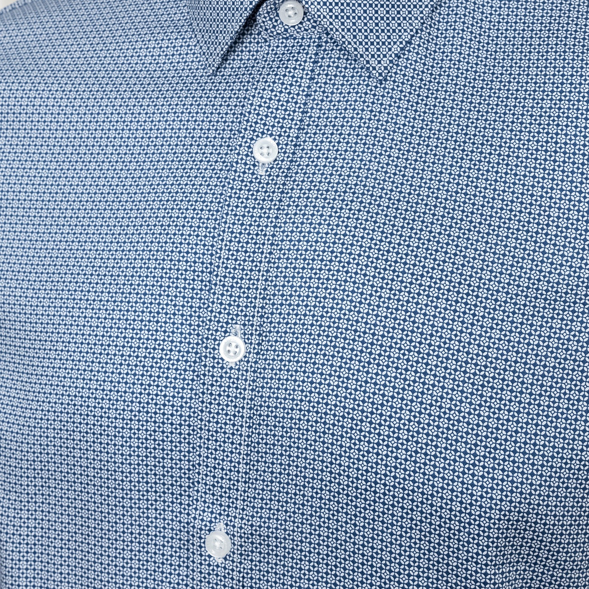 AG861 PREMIUM SLIMFIT MICRO CHECKED SHIRT - DARK BLUE