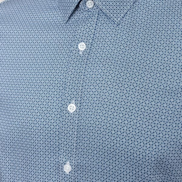  AG861 PREMIUM SLIMFIT MICRO CHECKED SHIRT - DARK BLUE 
