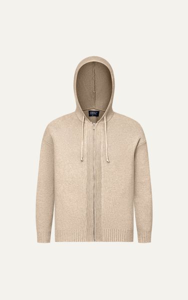  AG731 STUDIO SLIMFIT ZIP-UP RIB KNITTED JACKET  - BEIGE