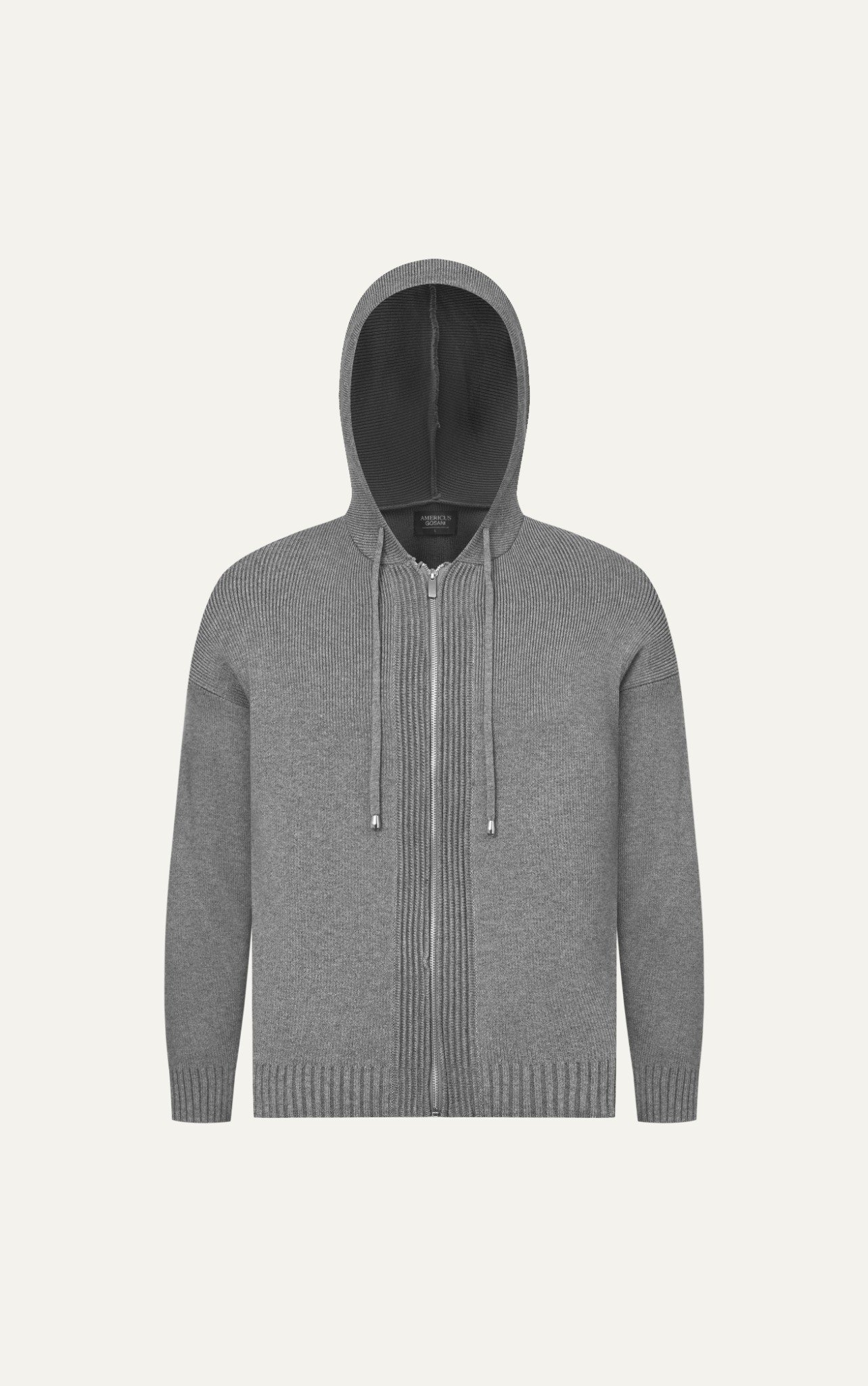 AG731 STUDIO SLIMFIT ZIP-UP RIB KNITTED JACKET - LIGHT GREY