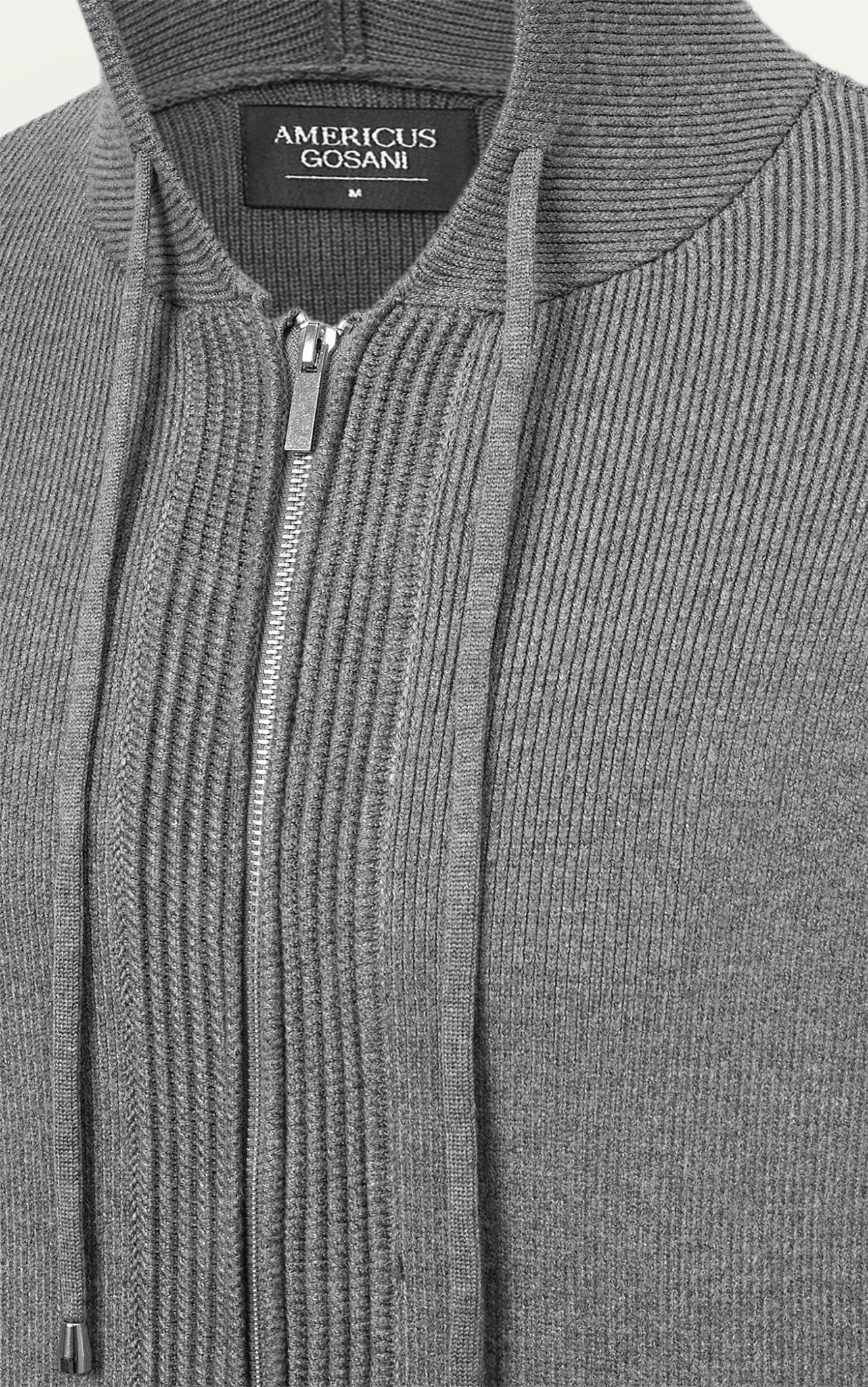 AG731 STUDIO SLIMFIT ZIP-UP RIB KNITTED JACKET - LIGHT GREY