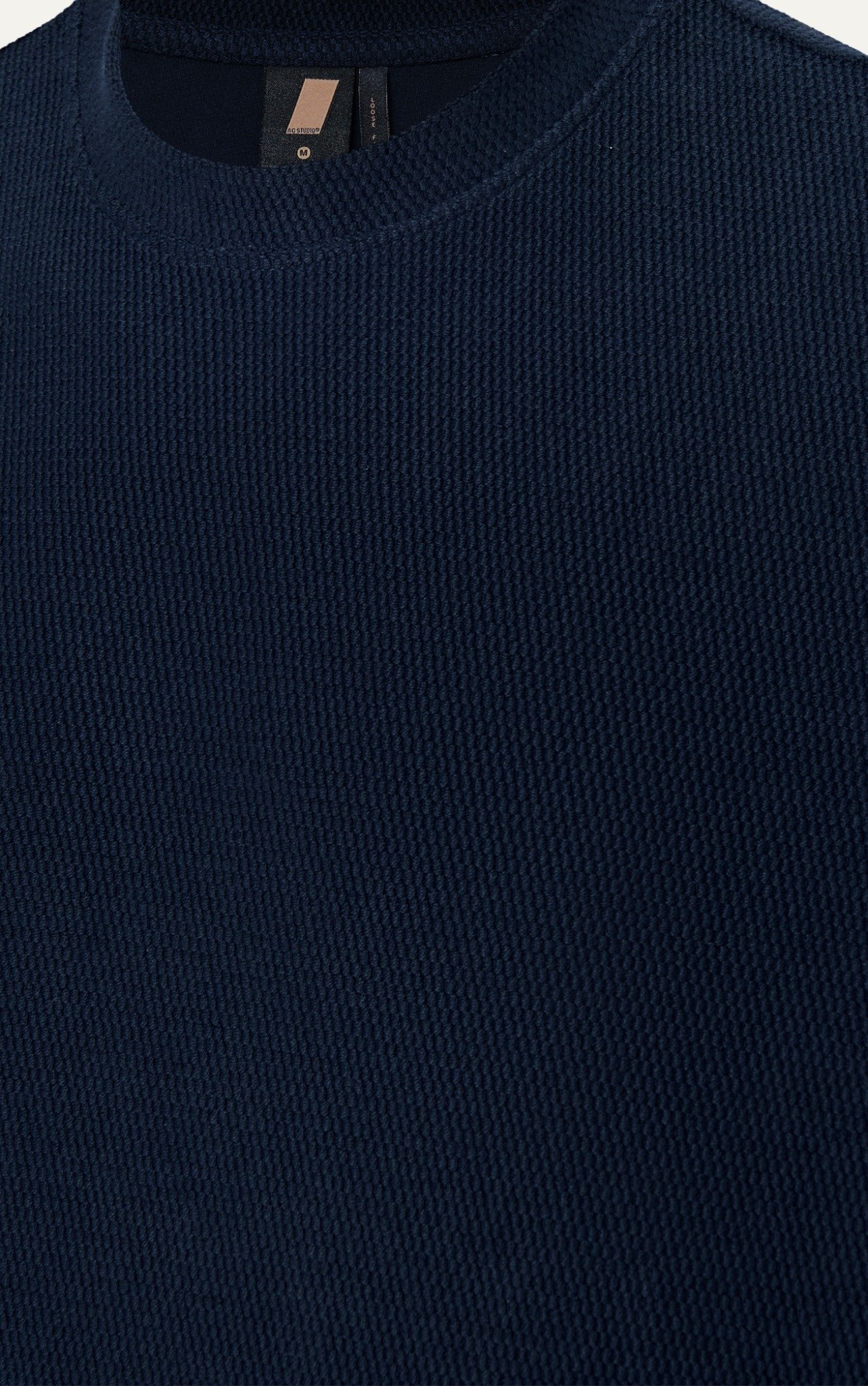 AG44 STUDIO LOOSE FIT DETAIL LOGO LEATHER T-SHIRT - COBAN BLUE