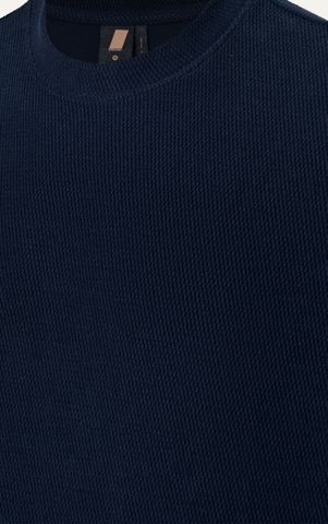 AG44 STUDIO LOOSE FIT DETAIL LOGO LEATHER T-SHIRT - COBAN BLUE