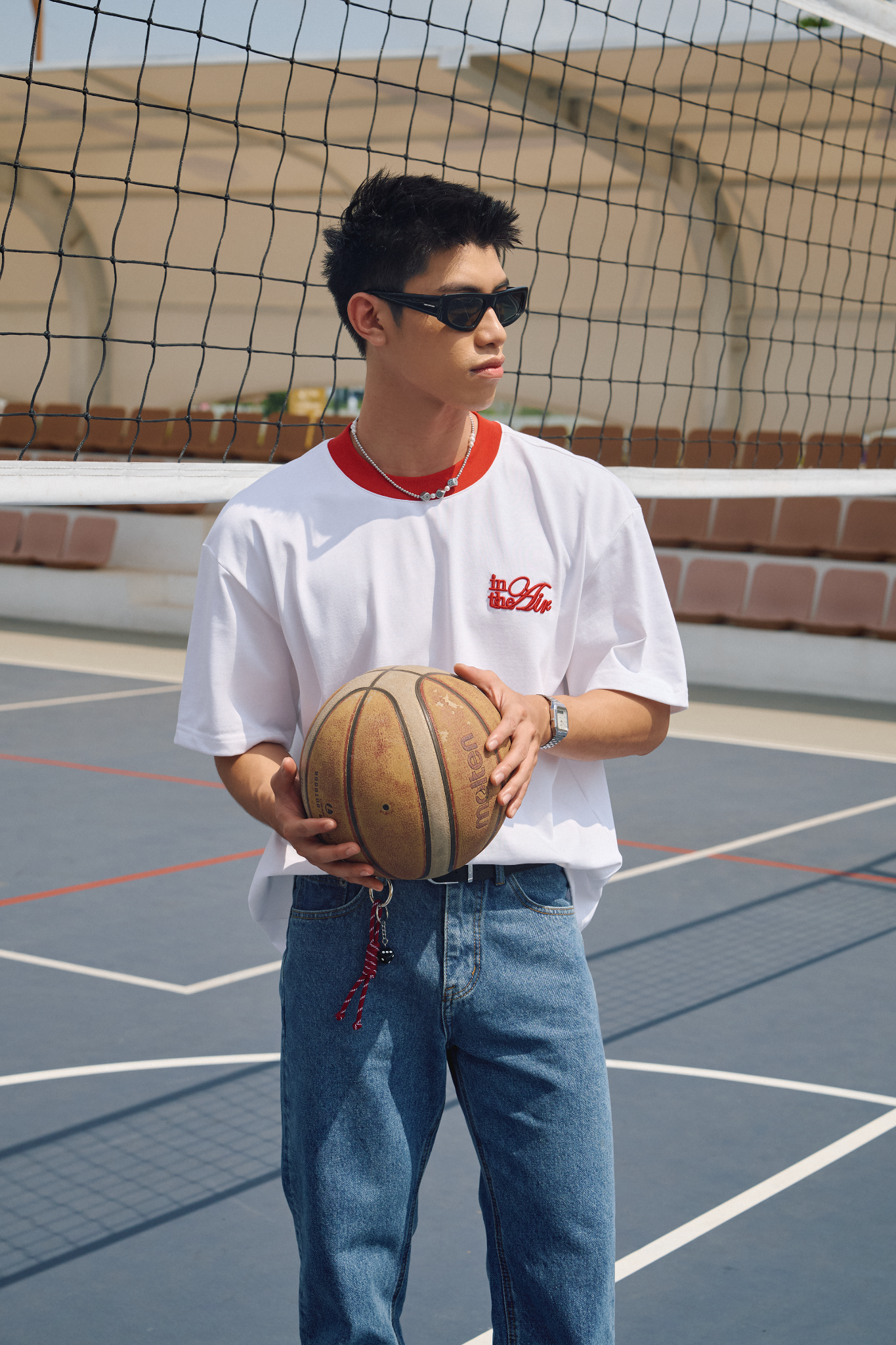 HT10 NEW EMBROIDERY LOGO TSHIRT- RED