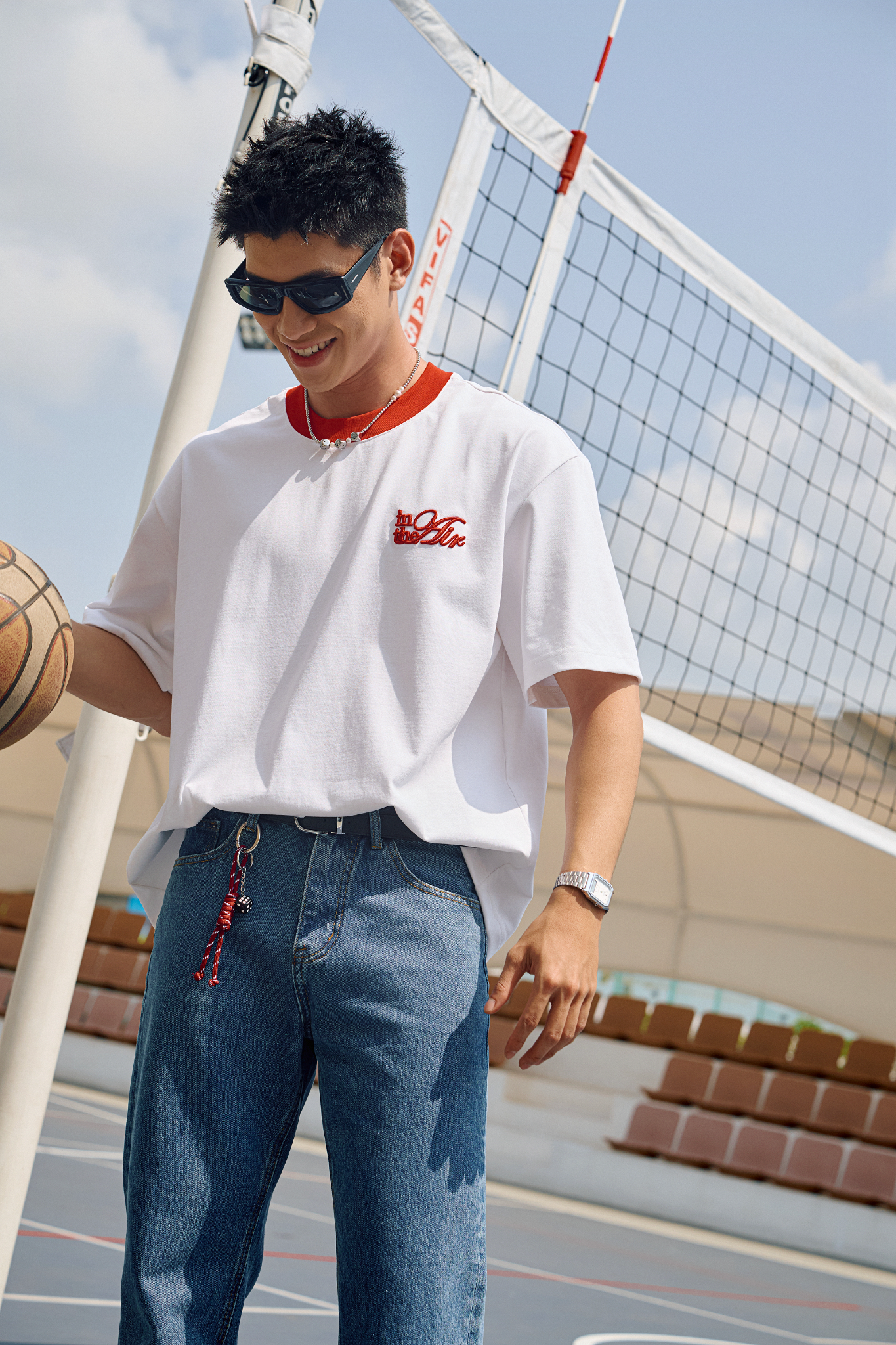 HT10 NEW EMBROIDERY LOGO TSHIRT- RED