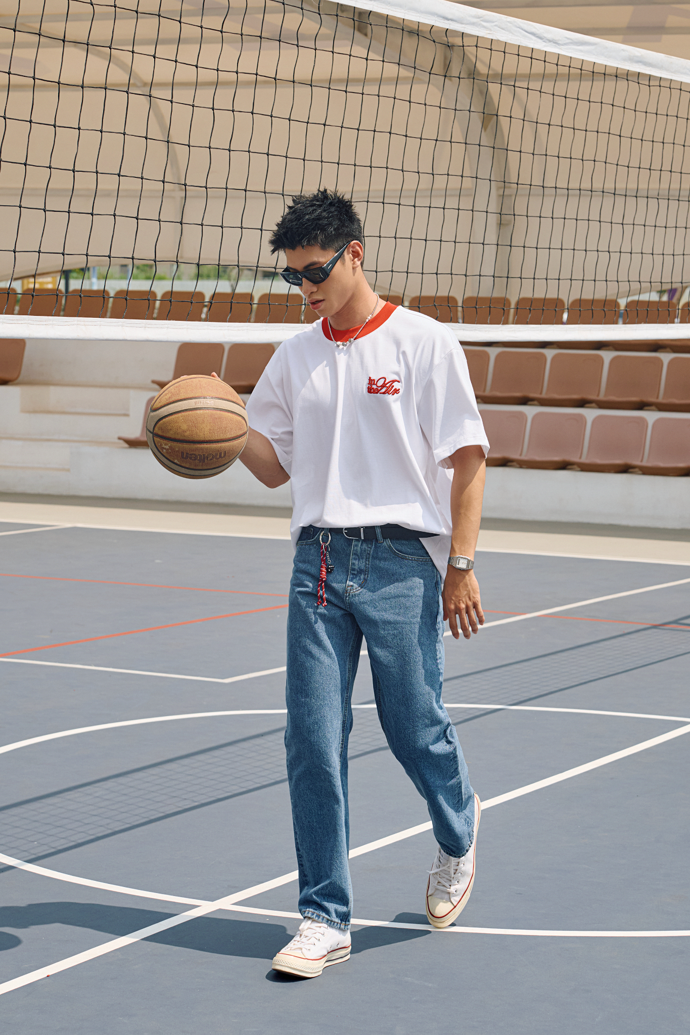 HT10 NEW EMBROIDERY LOGO TSHIRT- RED