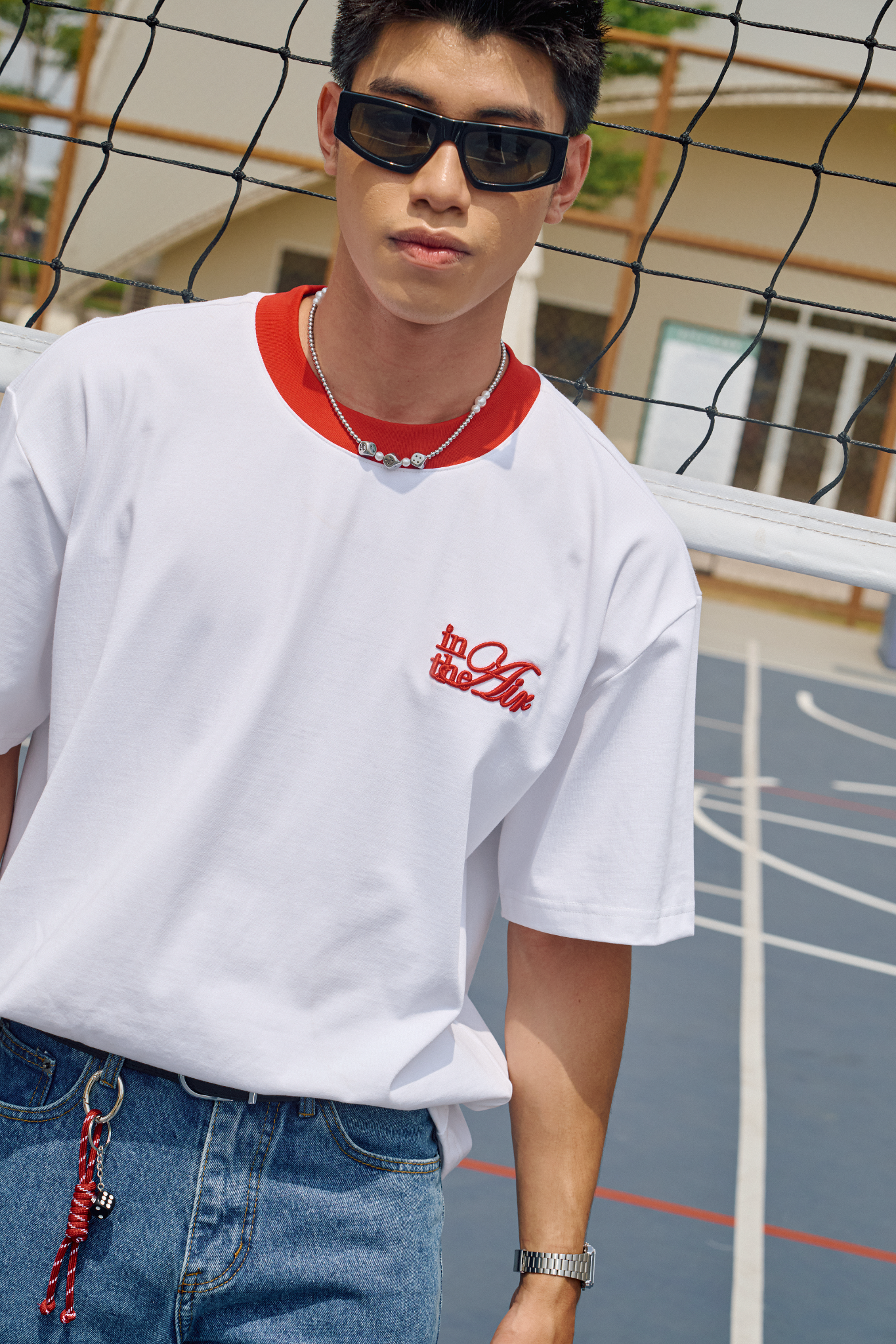 HT10 NEW EMBROIDERY LOGO TSHIRT- RED