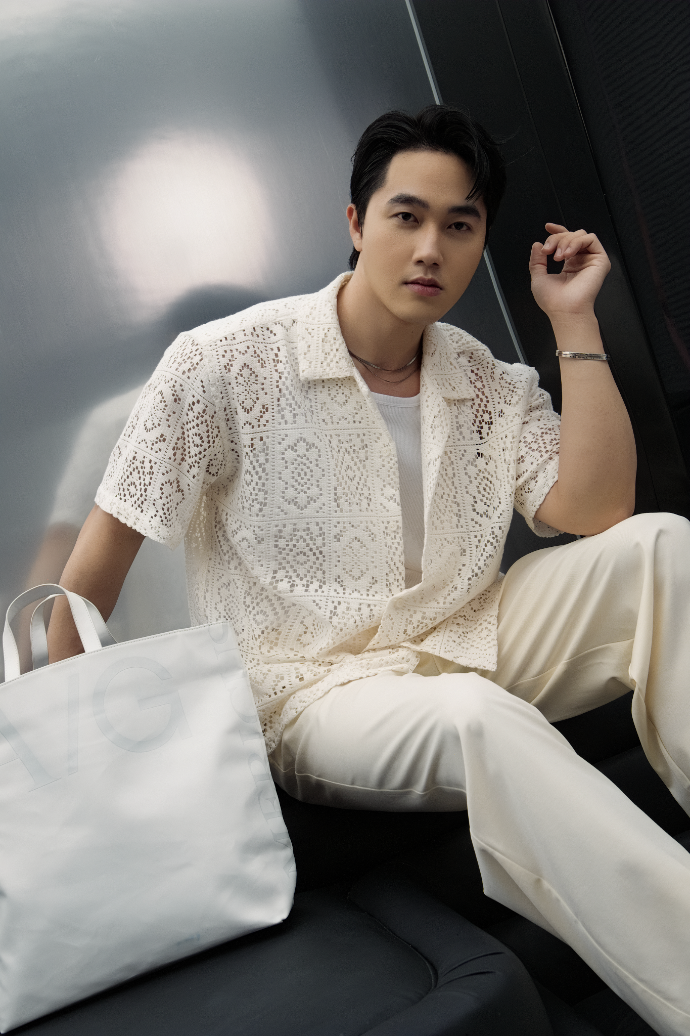 AG538 STUDIO LOOSE FIT CUBAN SHIRT - WHITE