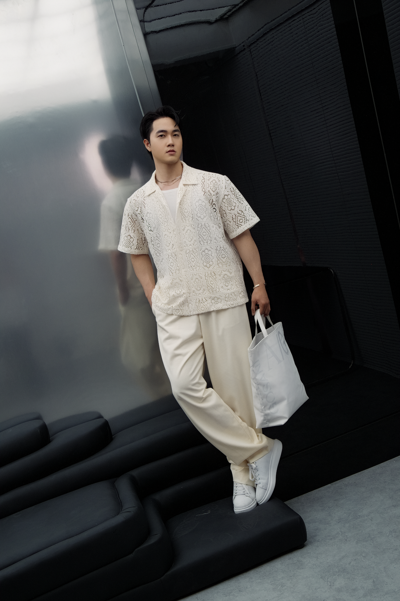 AG538 STUDIO LOOSE FIT CUBAN SHIRT - WHITE