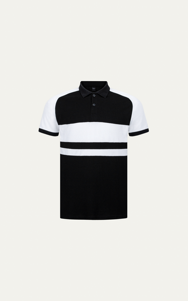  T62 FACTORY SLIMFIT WHITE DESIGN POLO - BLACK