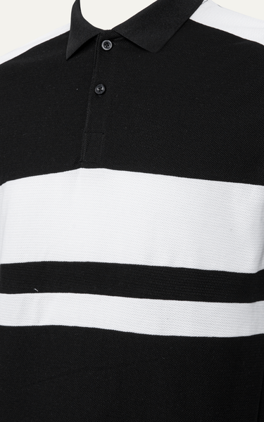  T62 FACTORY SLIMFIT WHITE DESIGN POLO - BLACK 