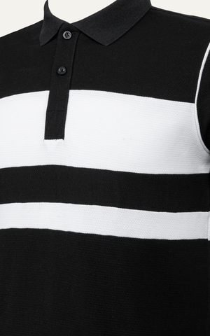 T63 FACTORY SLIMFIT STRIPED POLO - BLACK