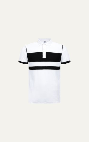  T63 FACTORY SLIMFIT STRIPED POLO - WHITE