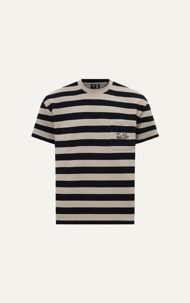  AG01 STUDIO LOOSE FIT STRIPED T-SHIRT - BEIGE