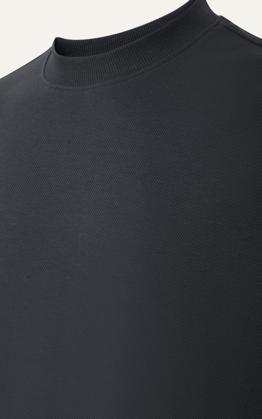 A12 STUDIO LOOSE FIT T-SHIRT DETAIL LOGO LEATHER - GREY