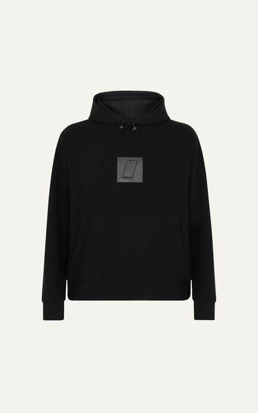  AG31 STUDIO LOOSE FIT 3D EFFECT LOGO HOODIE - BLACK